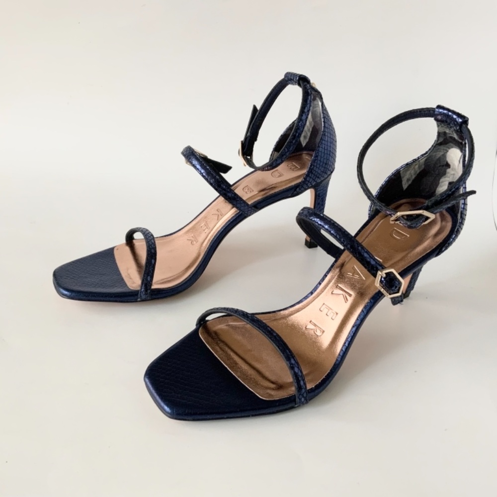 Ted Baker Triam Blue Snake Ankle Strap Heel Sandal Leather Fashion Pumps Shoes - Picture 8 of 11